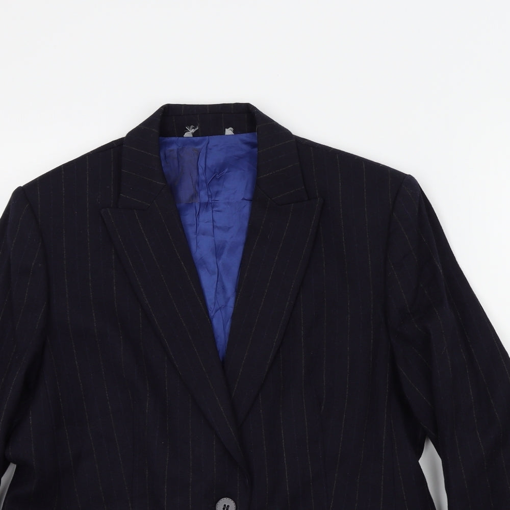 Preworn Womens Blue Striped  Jacket Blazer Size L