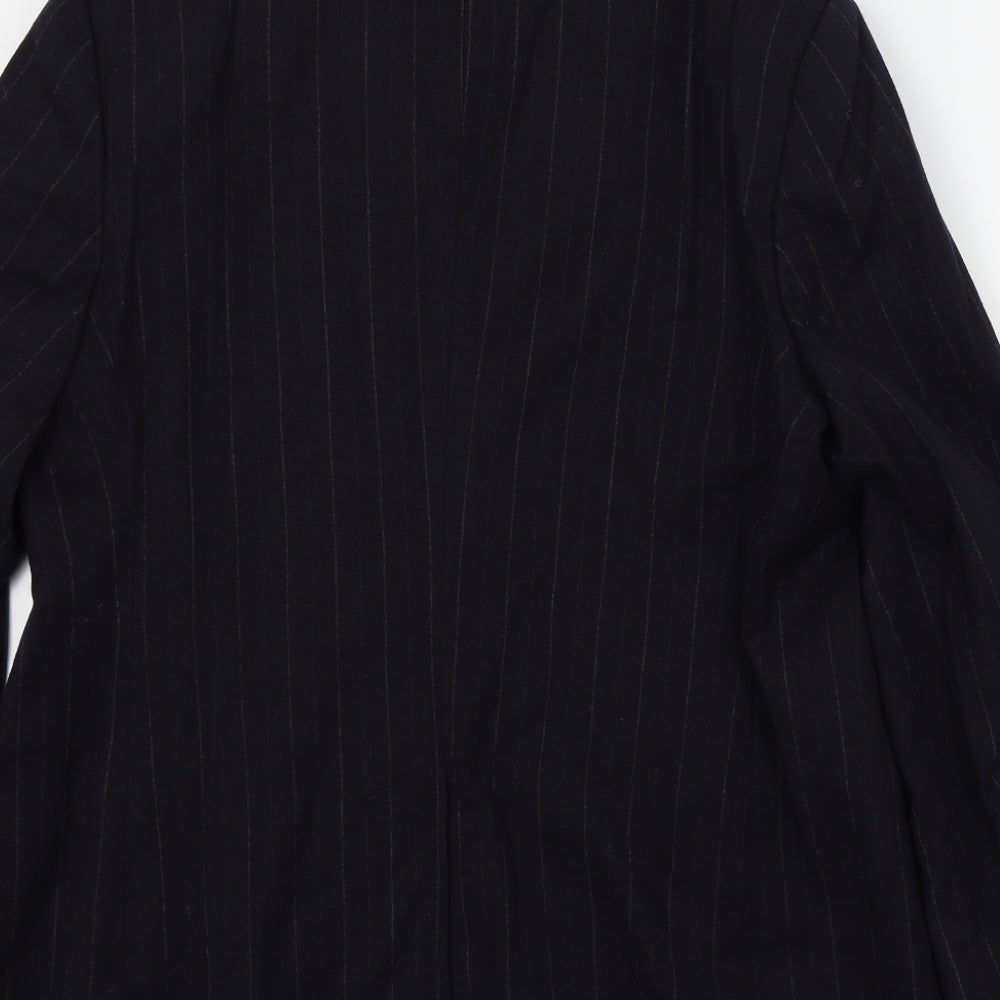 Preworn Womens Blue Striped  Jacket Blazer Size L