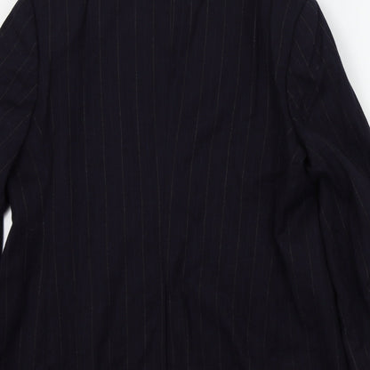Preworn Womens Blue Striped  Jacket Blazer Size L