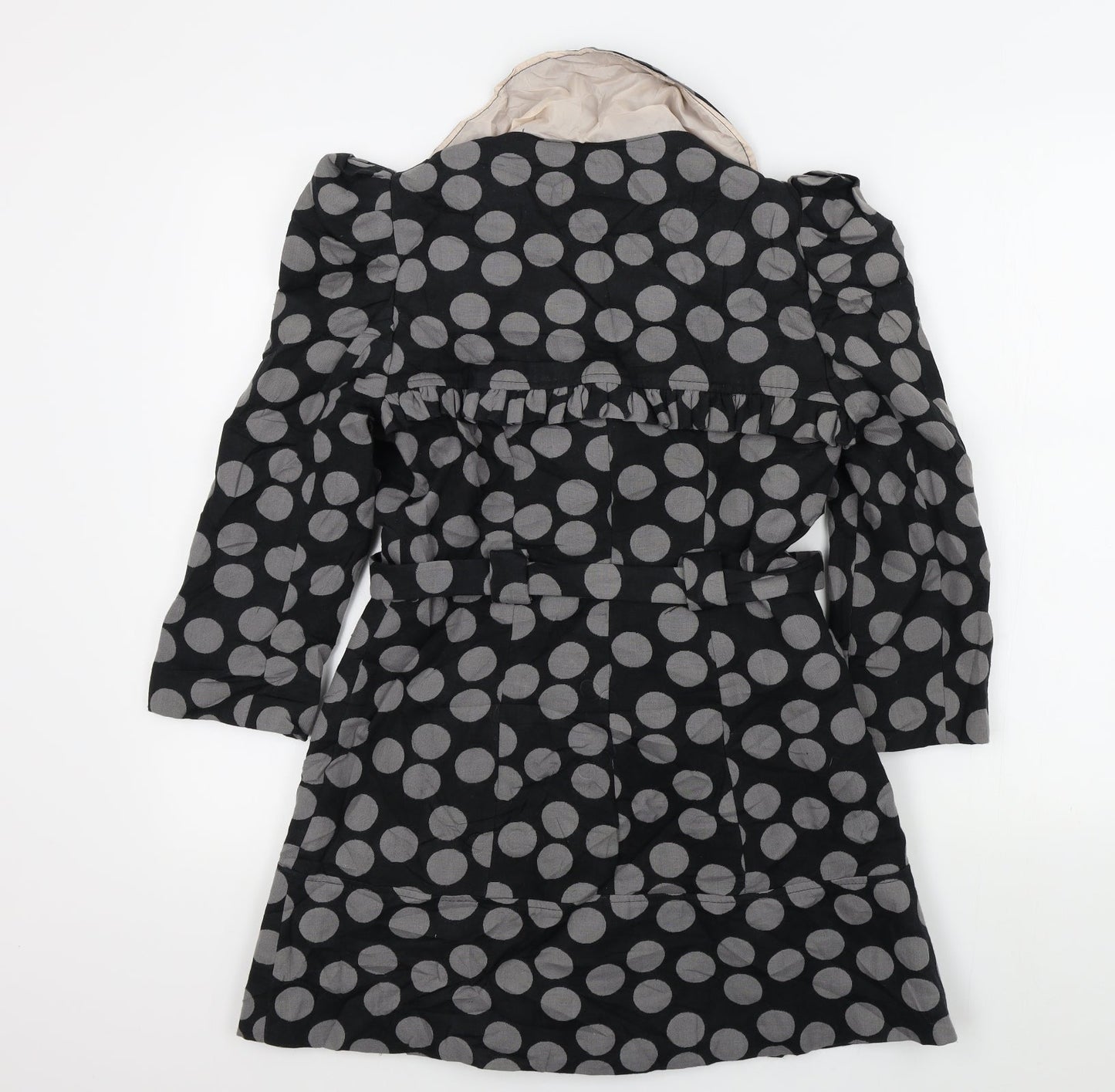 Miss Selfridge Womens Black Polka Dot  Overcoat Coat Size 6