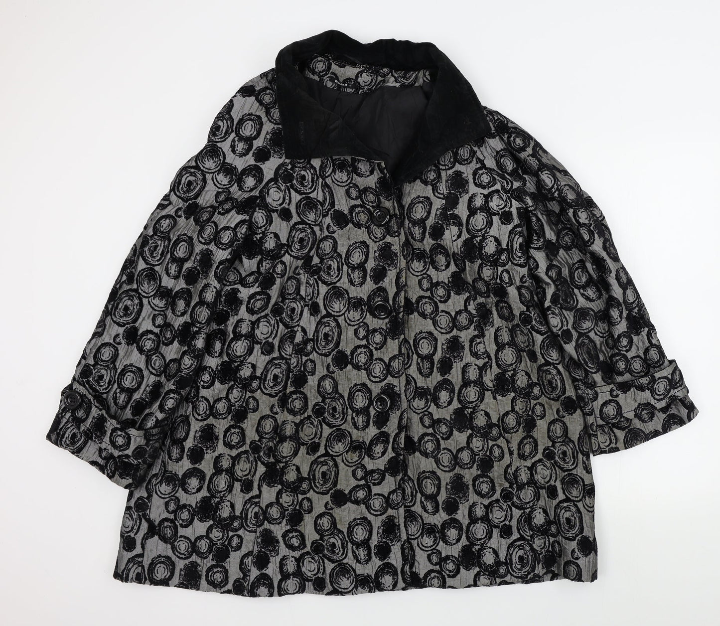 Roman Womens Black Floral  Jacket  Size M