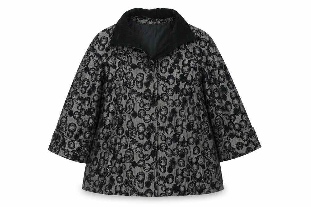Roman Womens Black Floral  Jacket  Size M