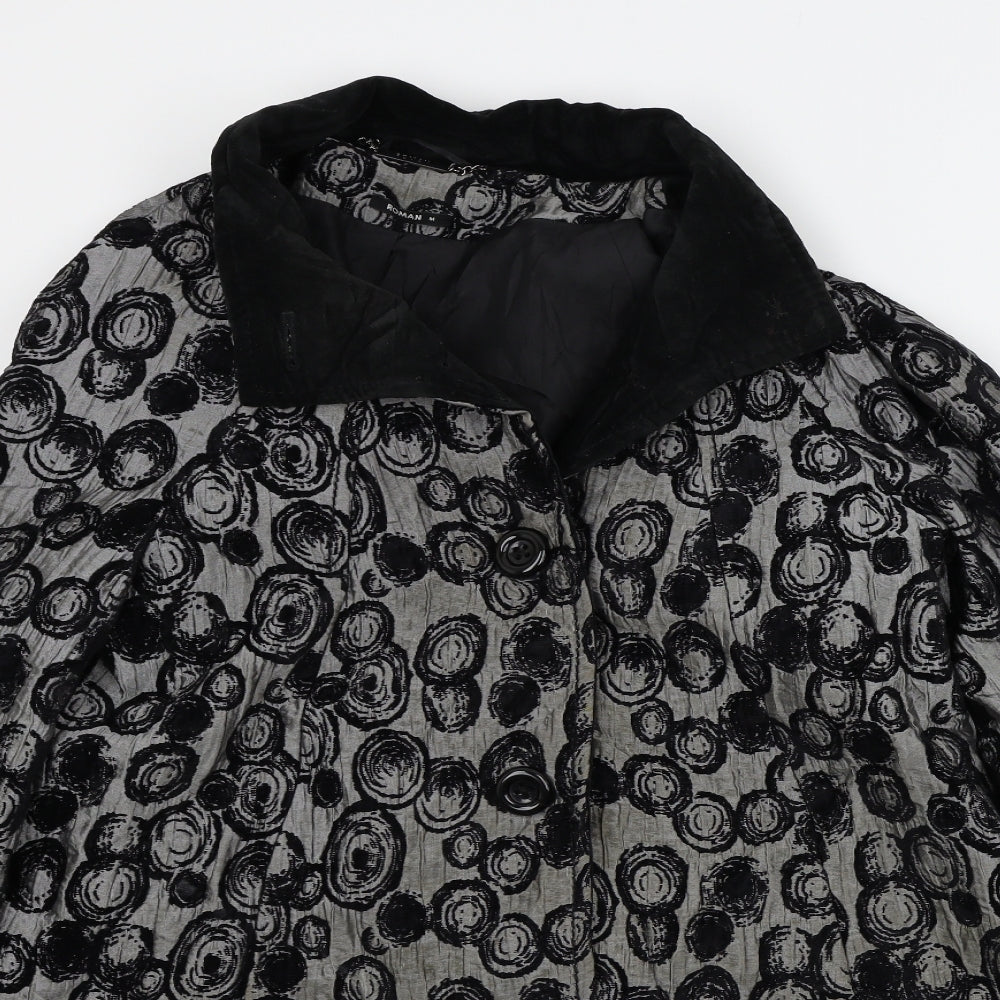 Roman Womens Black Floral  Jacket  Size M
