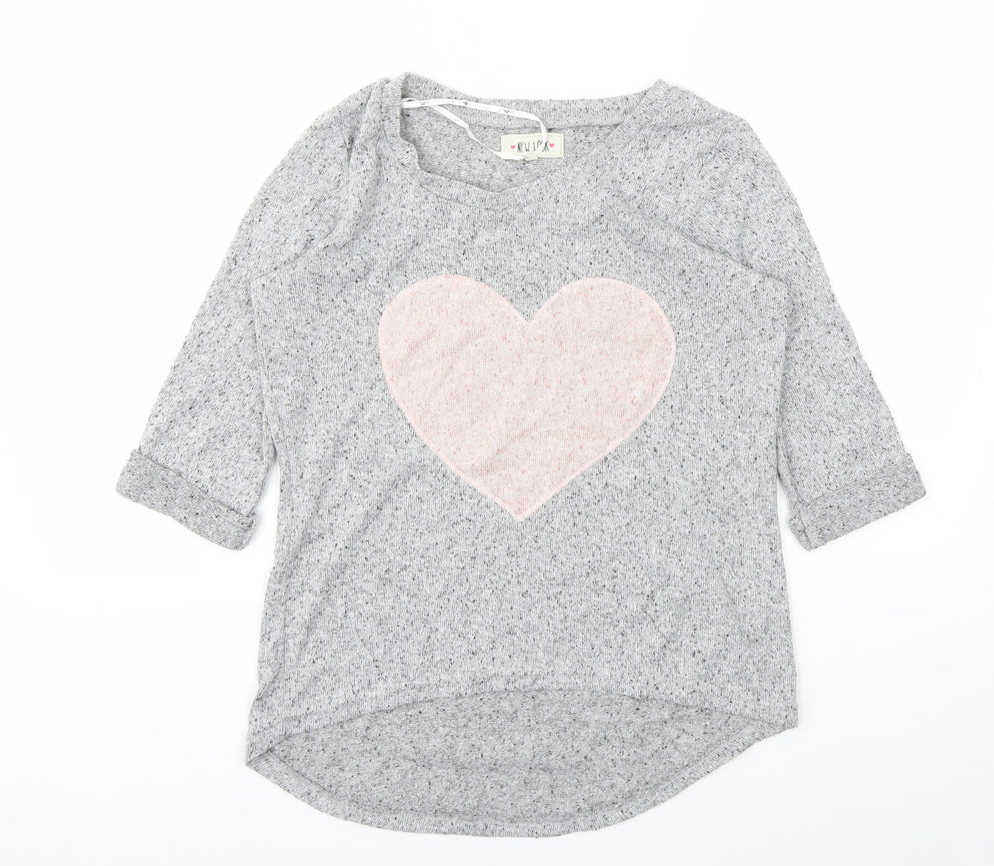 New Look Womens Grey Geometric  Basic T-Shirt Size 8
