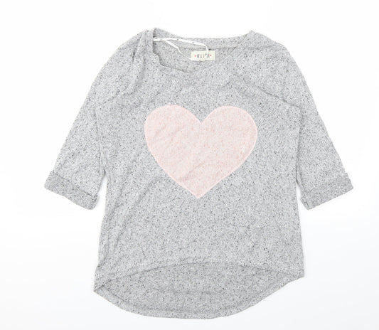 New Look Womens Grey Geometric  Basic T-Shirt Size 8