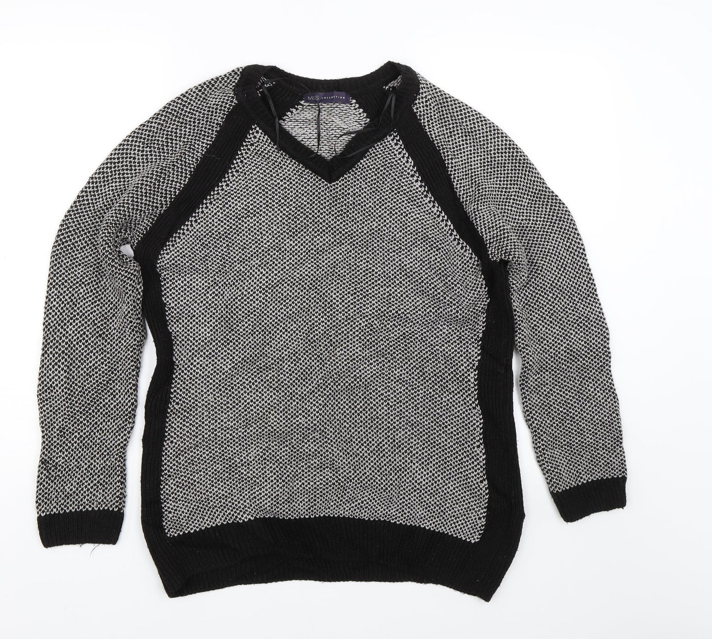 M&S Womens Grey  Knit Pullover Jumper Size 14
