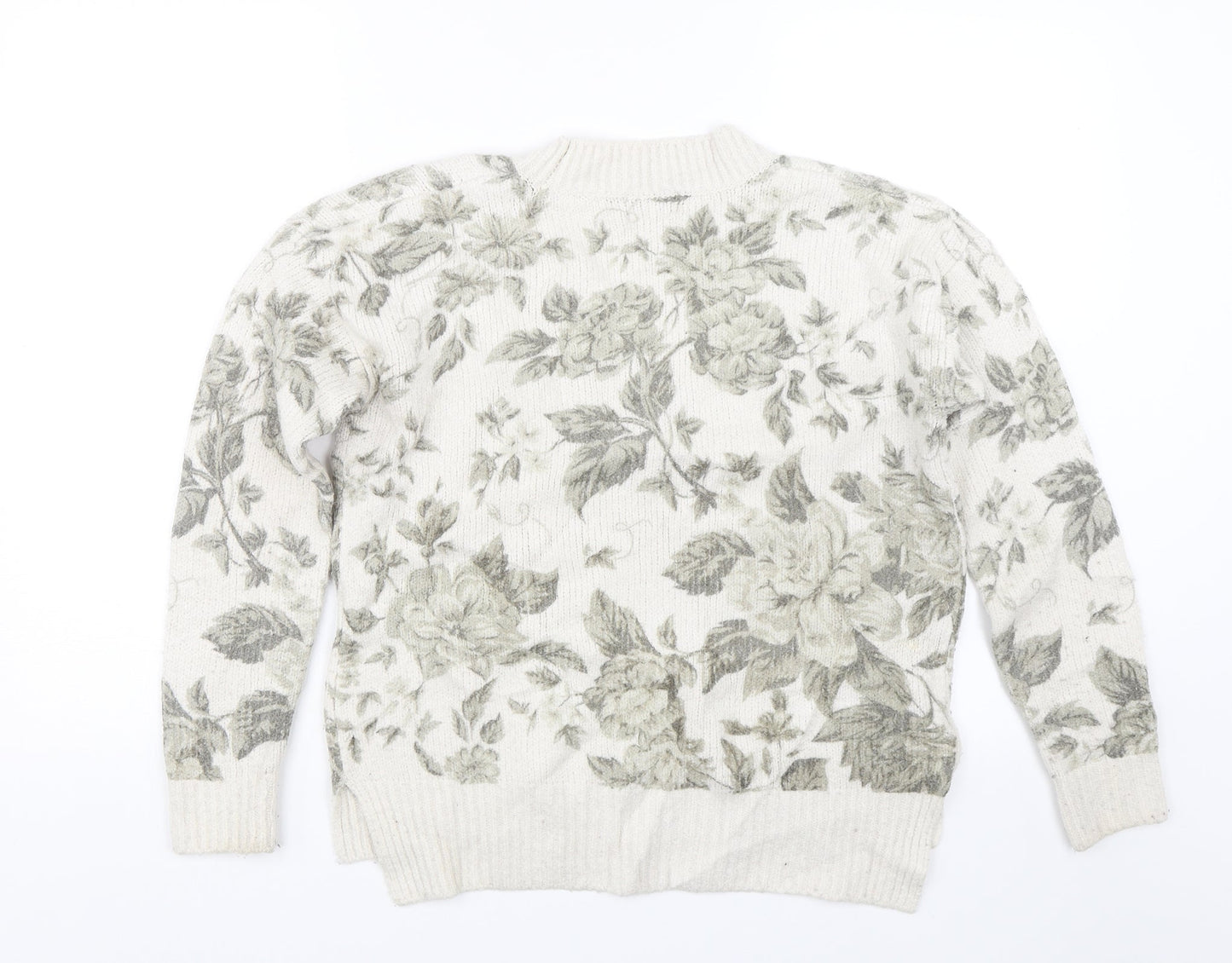 NEXT Womens Beige Floral Knit Pullover Jumper Size 10