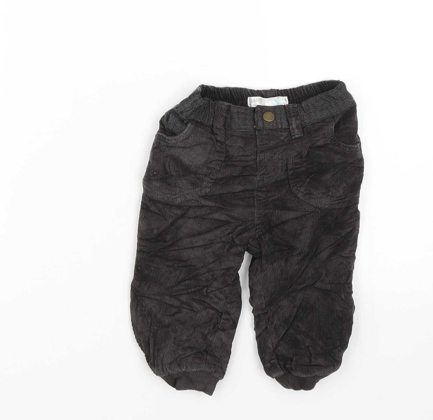 M&Co Boys Black  Corduroy Jogger Trousers Size 6-9 Months