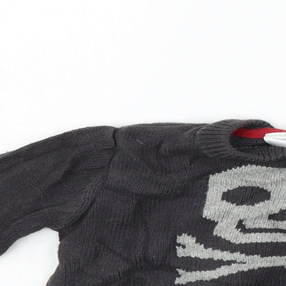 Close-up detail of F&F girls’ grey geometric jumper, size 3-6, months