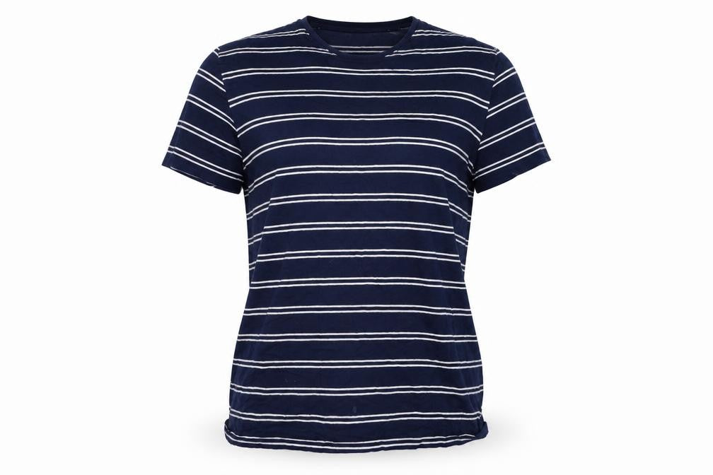 Marks & Spencer Womens Blue Striped  Basic Polo Size L