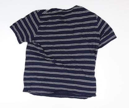 Marks & Spencer Womens Blue Striped  Basic Polo Size L