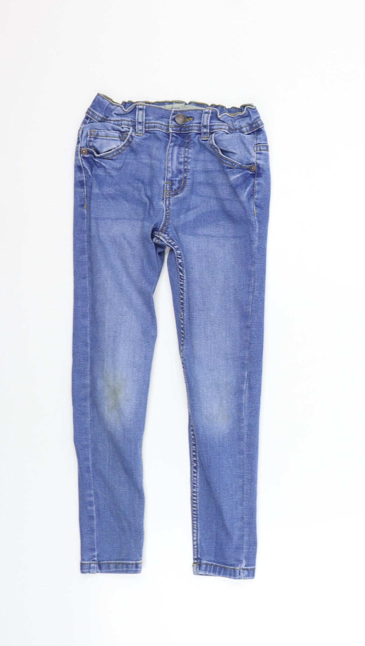 Additional front view of Denim & Co. girls’ blue straight jeans, size 7-8, years - washable marks