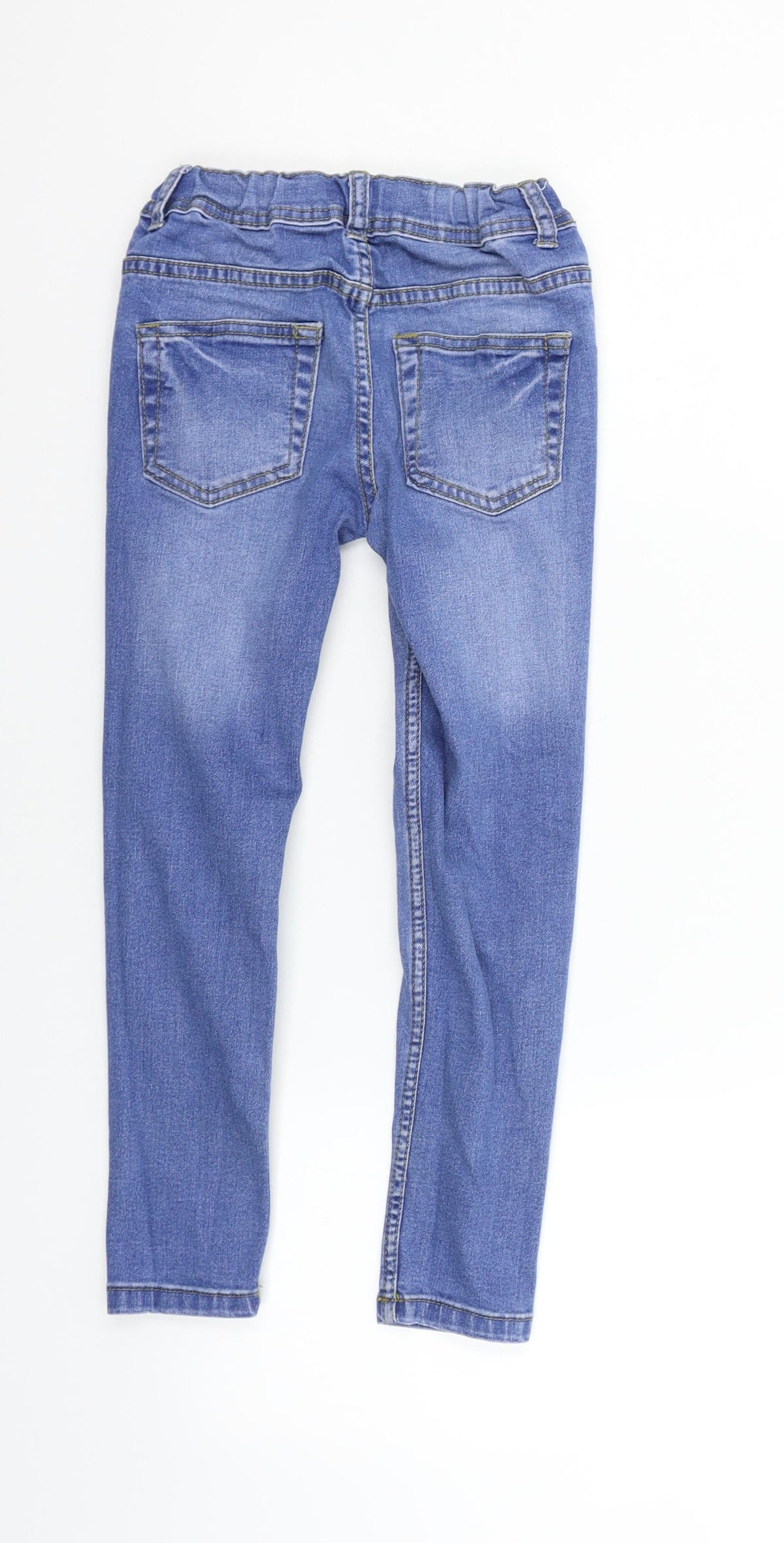 Back view of Denim & Co. girls’ blue straight jeans, size 7-8, years - washable marks