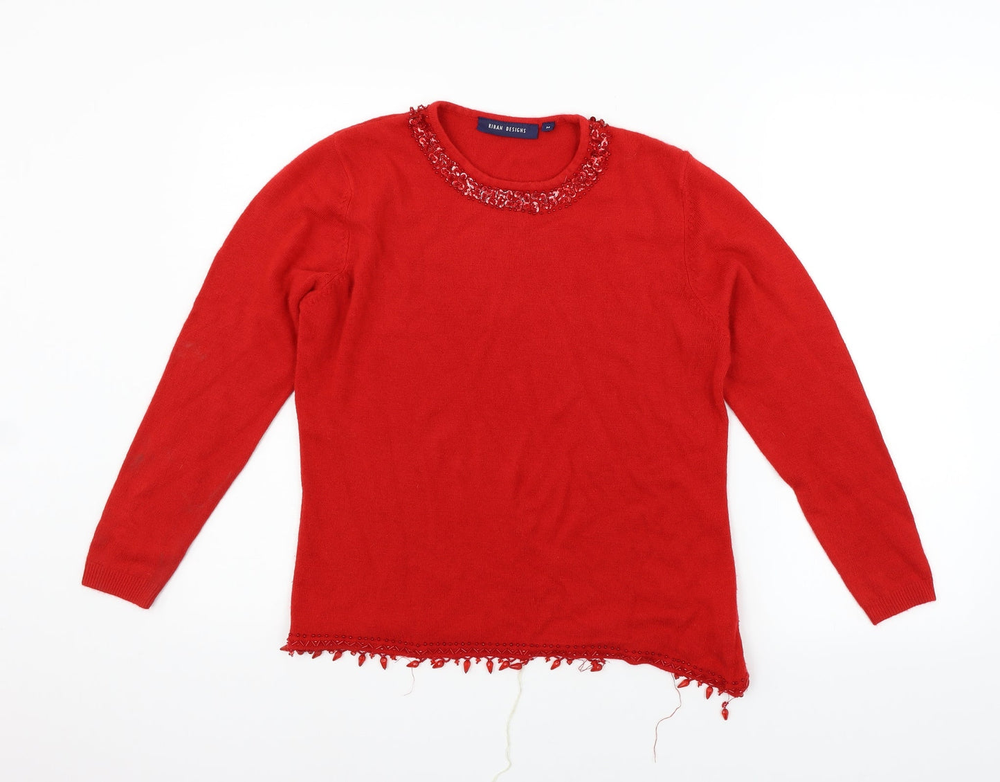 kiran designs Womens Red   Pullover Jumper Size M