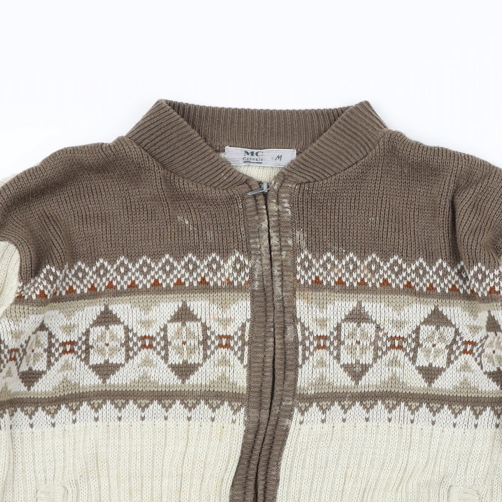 MC Womens Beige Geometric  Jacket Coat Size M  - washable marks