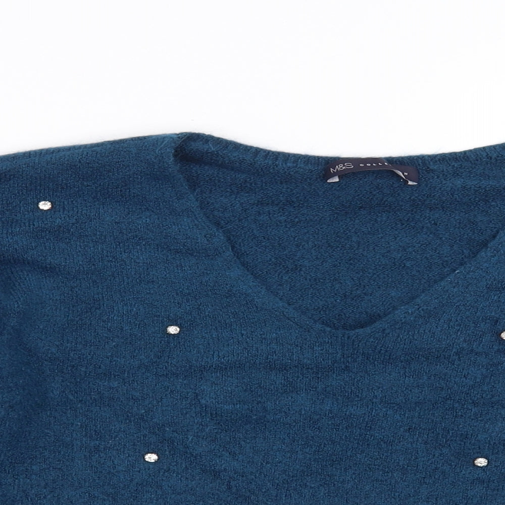 Marks and Spencer Womens Blue  Knit Pullover Jumper Size 14