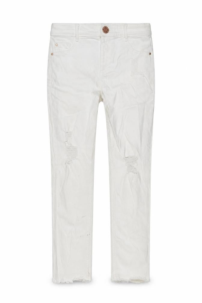River Island Girls White  Denim Skinny Jeans Size 9 Years - Distressed