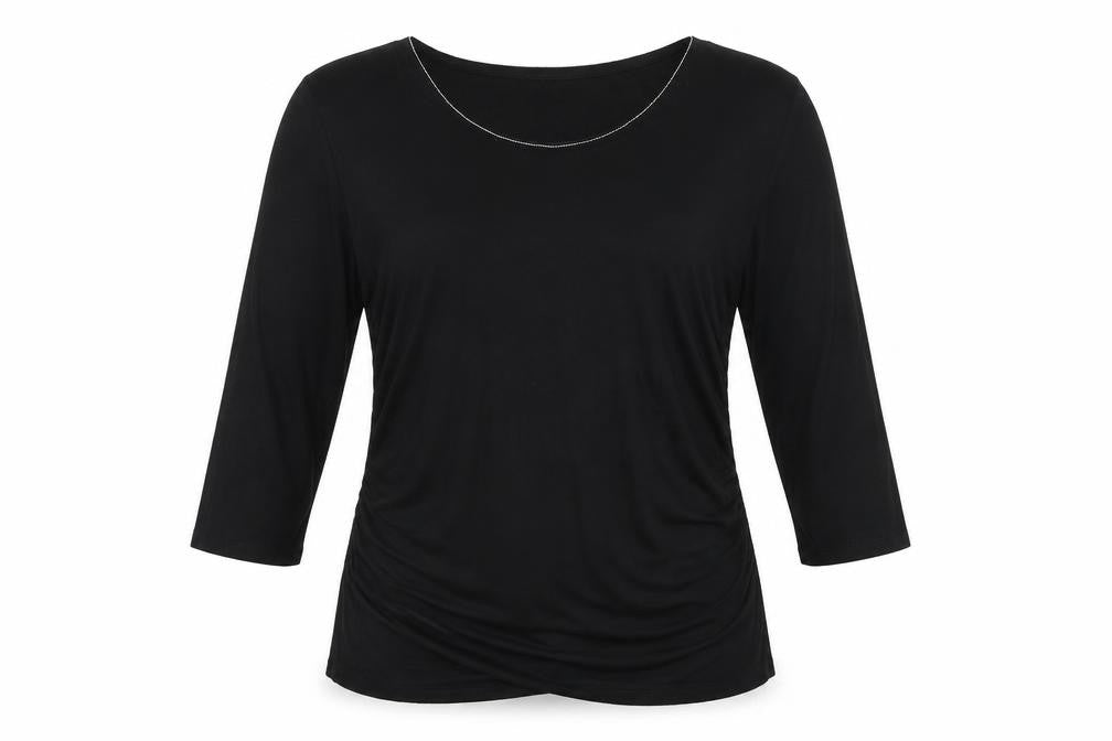 Belle Vere  Womens Black  Rayon Basic T-Shirt Size L