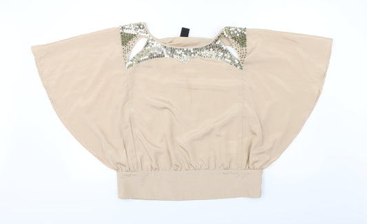 Villa  Womens Beige   Basic Blouse Size L