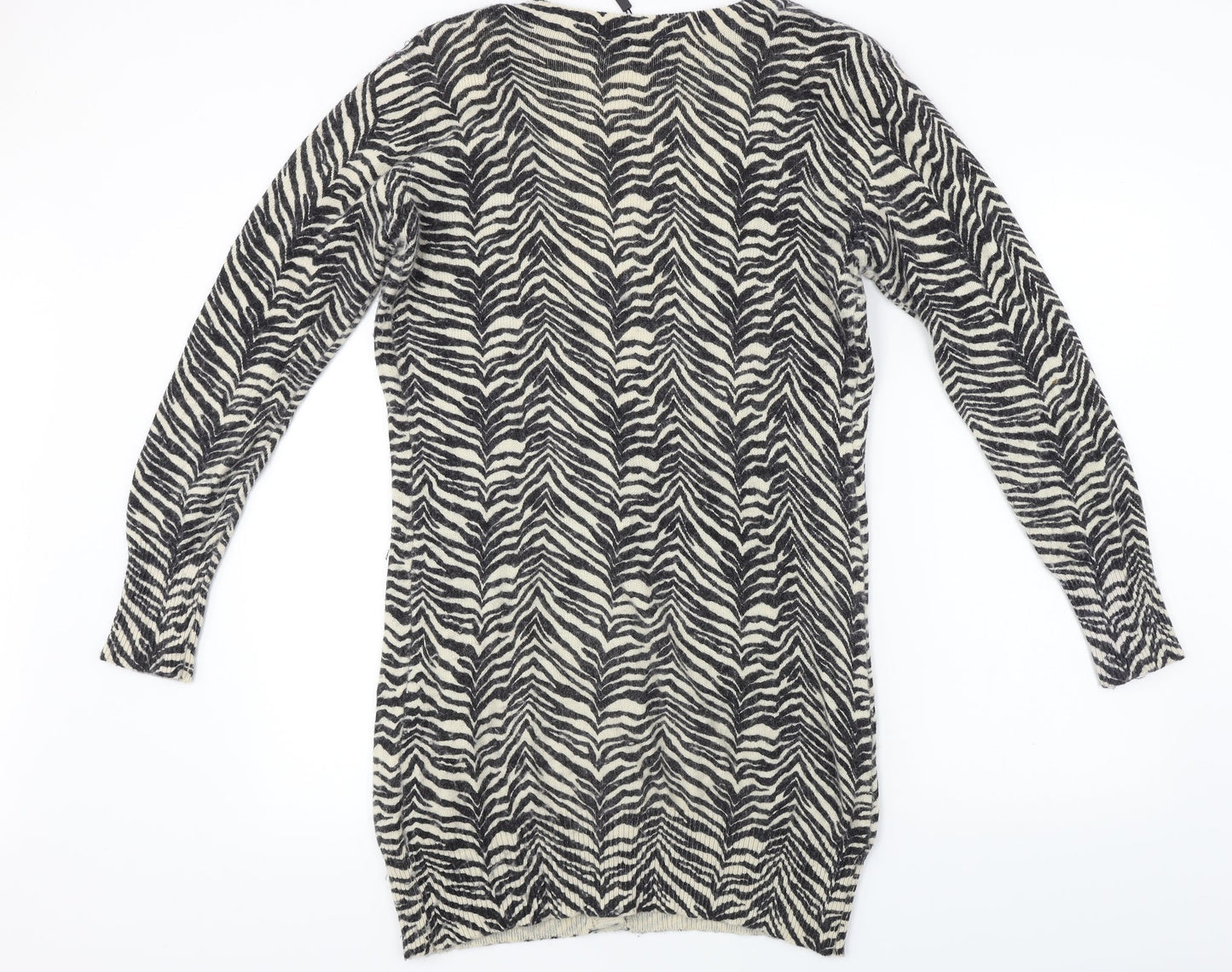 Initial  Womens Black Animal Print  Cardigan Jumper Size L