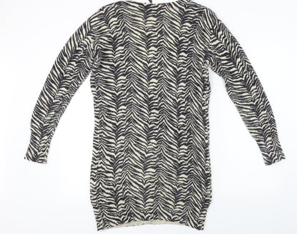 Initial  Womens Black Animal Print  Cardigan Jumper Size L