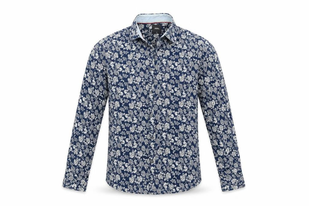 Burton Mens Blue Floral   Button-Up Size M