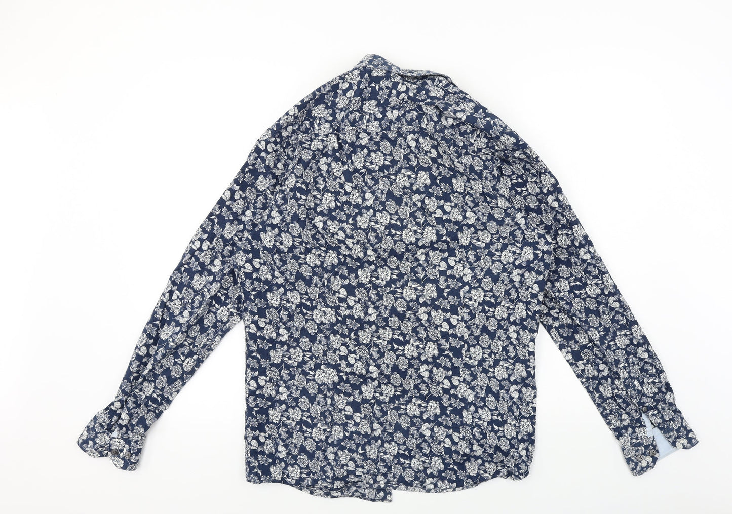 Burton Mens Blue Floral   Button-Up Size M