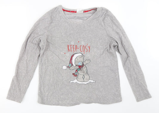 Me To You Womens Grey Solid  Top Pyjama Top Size 12  - christmas