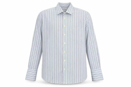 James Meade Mens White Striped   Button-Up Size 17.5