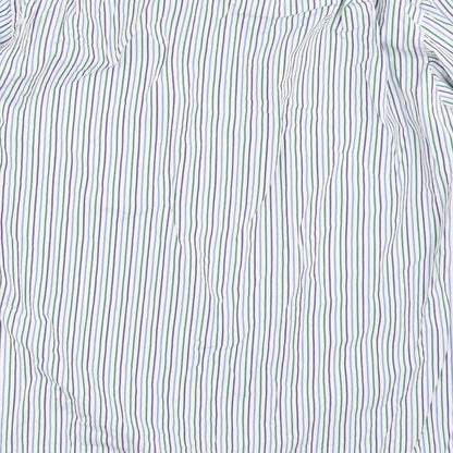 James Meade Mens White Striped   Button-Up Size 17.5