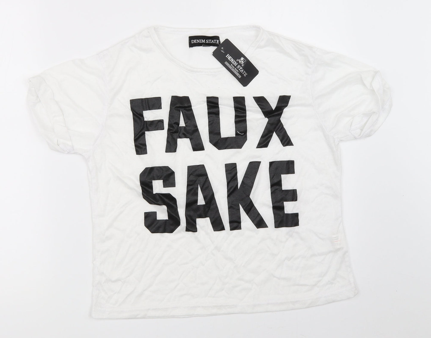 Denim State Womens White   Basic T-Shirt Size L