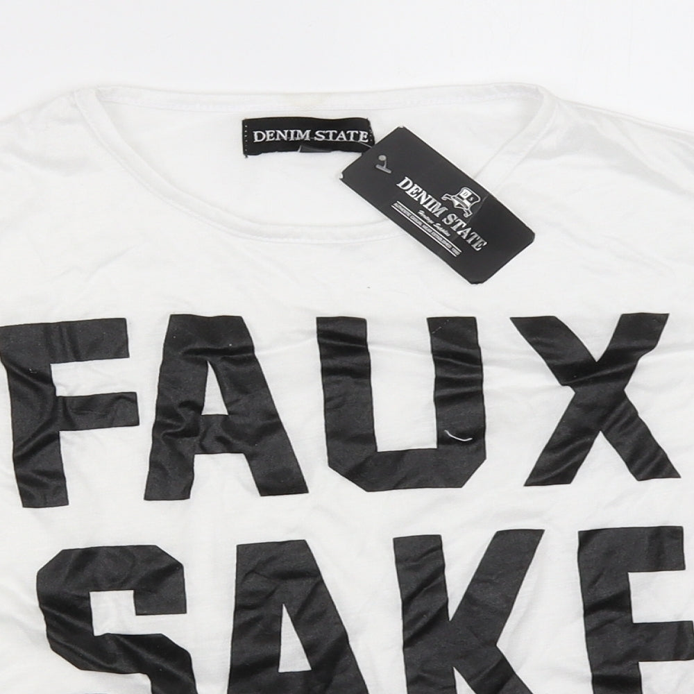 Denim State Womens White   Basic T-Shirt Size L