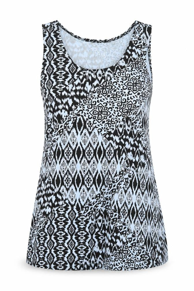 Local Legend Womens Blue Geometric  Basic Tank Size 40