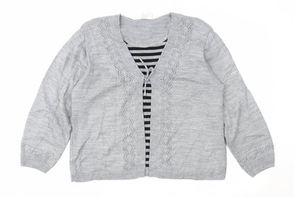 Preloved Florida Womens Grey Striped  Pullover Jumper Size M - Front