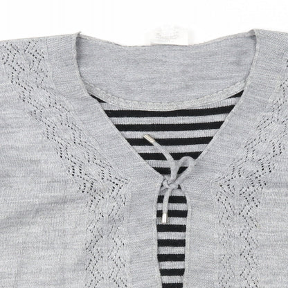 Preloved Florida Womens Grey Striped  Pullover Jumper Size M - Detail
