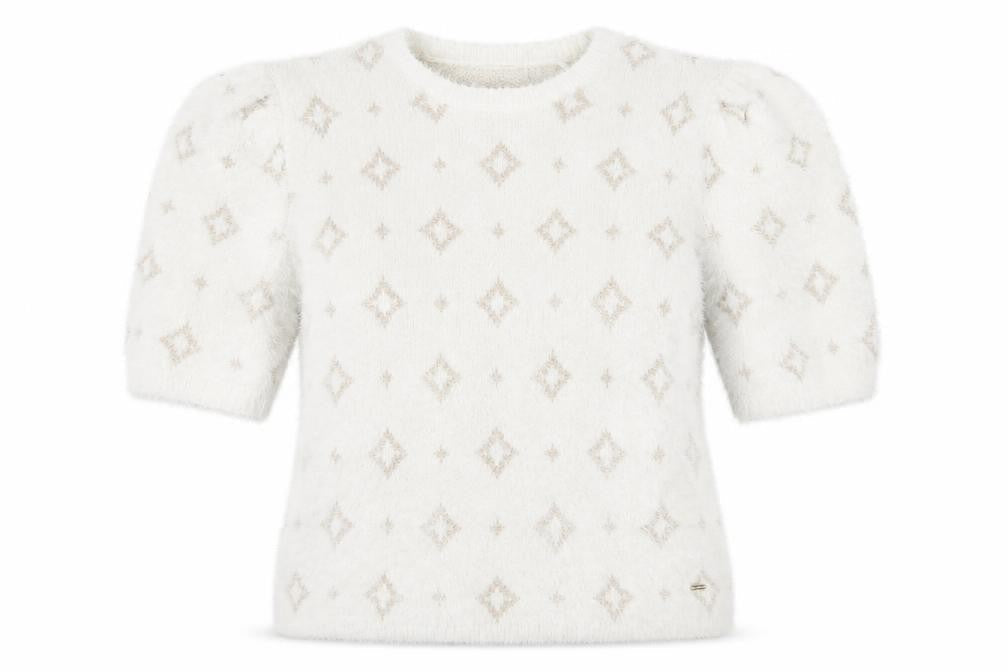 Lindex Womens White Geometric  Pullover Jumper Size M