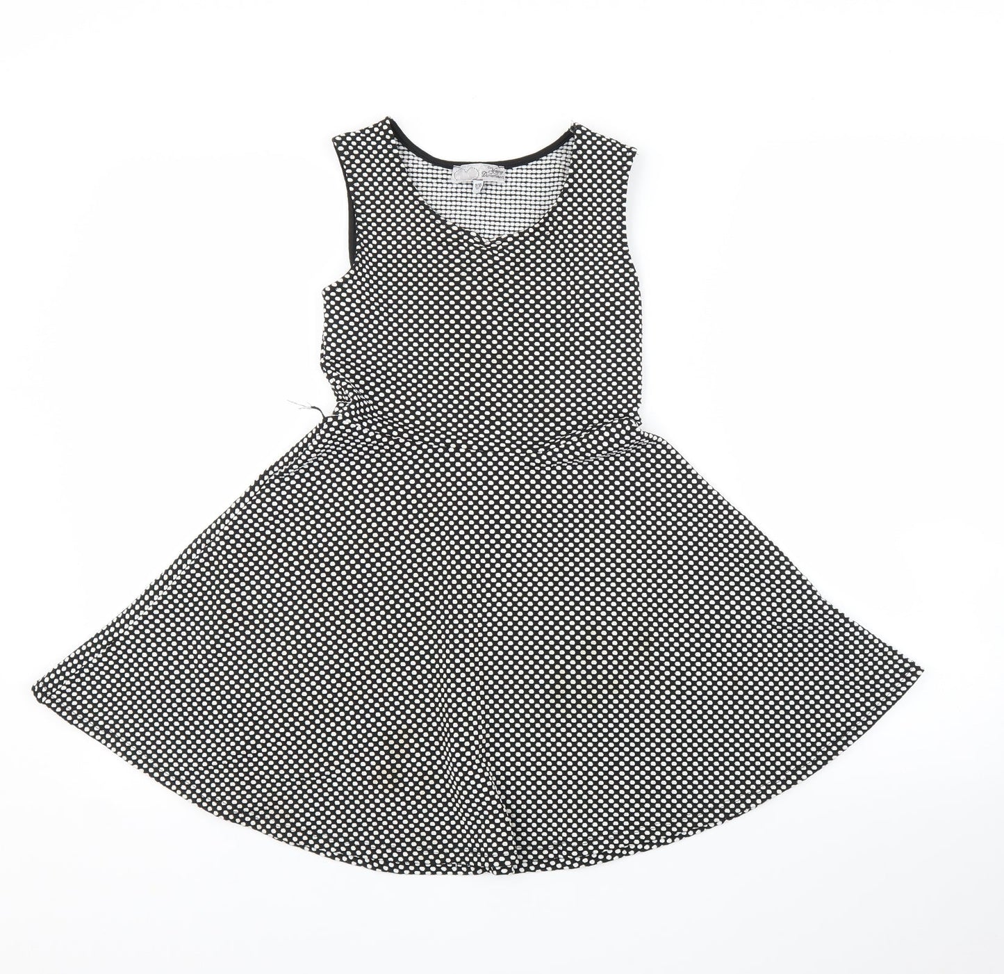 Young Dimension Girls Black Polka Dot  A-Line  Size 9-10 Years