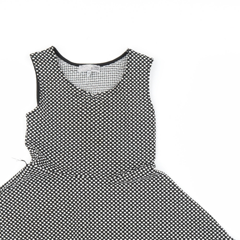 Young Dimension Girls Black Polka Dot  A-Line  Size 9-10 Years