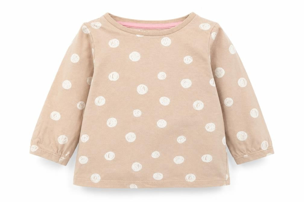 Nutmeg Girls Beige Polka Dot  Basic T-Shirt Size 12-18 Months