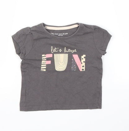 Additional front view of Primark girls’ grey basic t-shirt, size 9-12, months