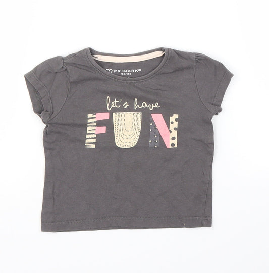 Primark Girls Grey   Basic T-Shirt Size 9-12 Months
