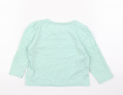 Back view of Primark girls’ green basic t-shirt, size 12, months
