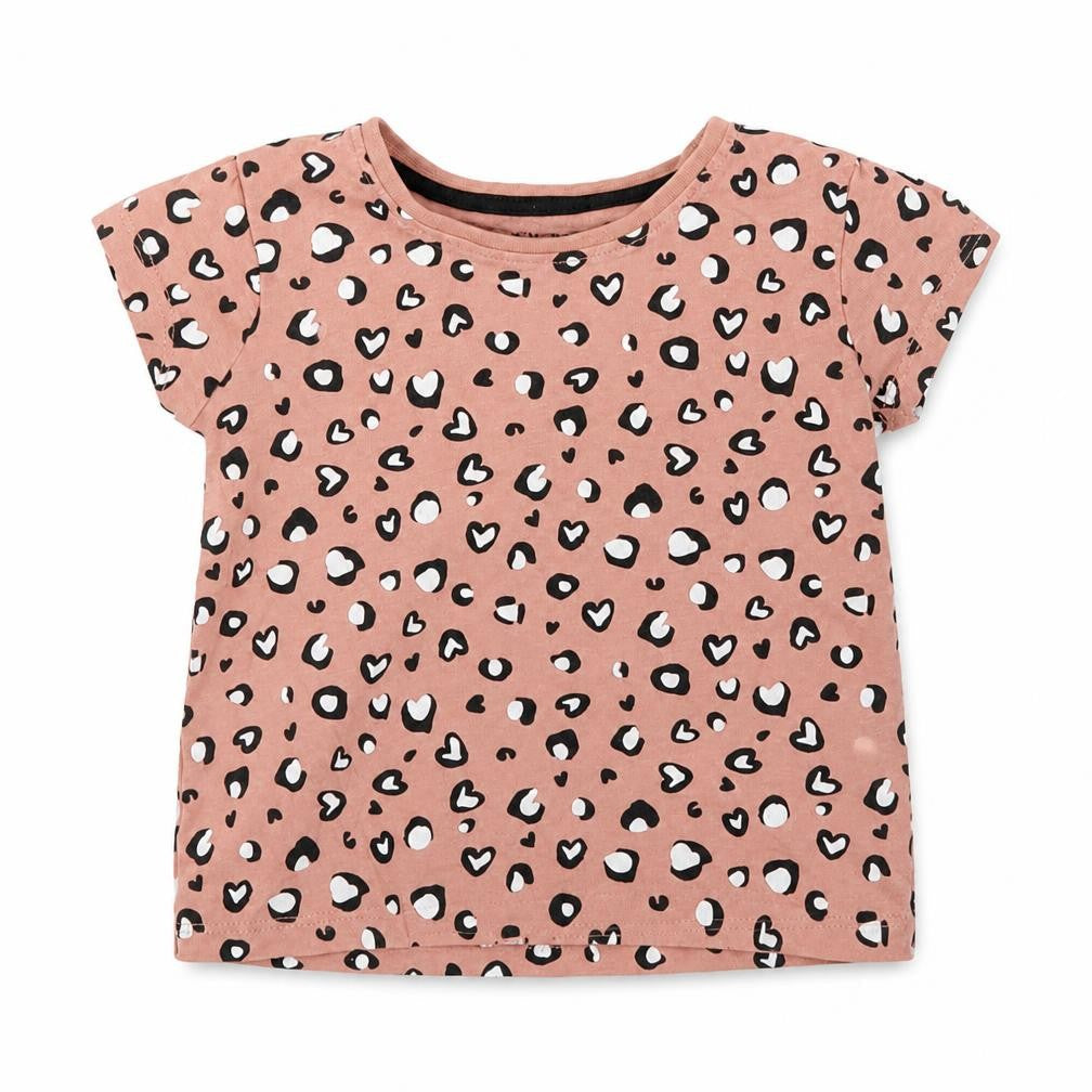 Primark Girls Brown Animal Print  Basic T-Shirt Size 6-9 Months  - Leopard print