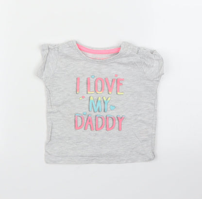 Additional front view of Primark girls’ grey basic t-shirt, size 6-9, months