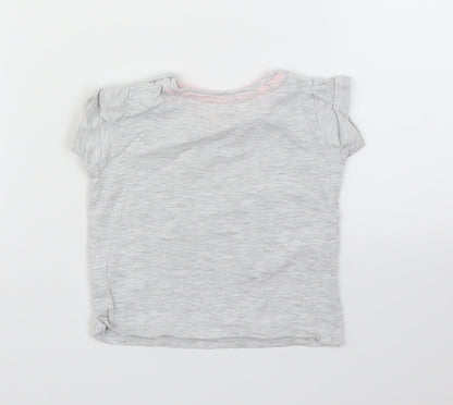 Back view of Primark girls’ grey basic t-shirt, size 6-9, months