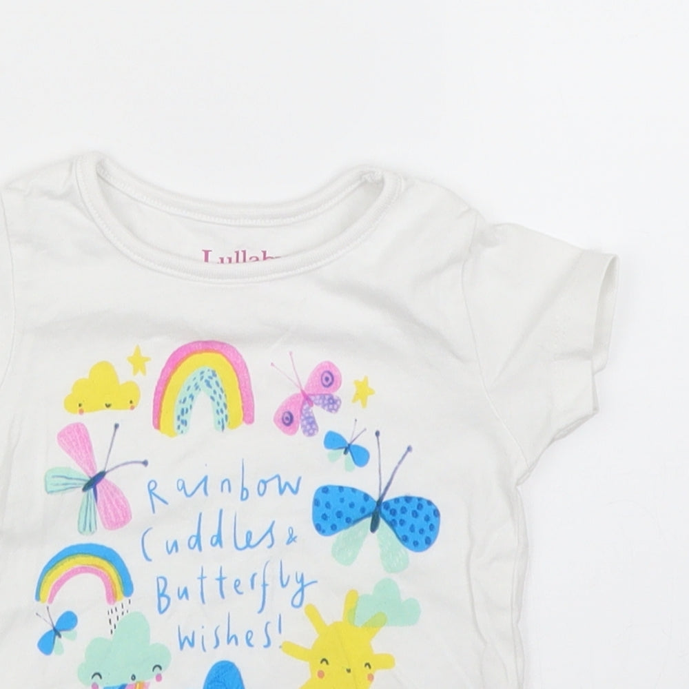 Lullaby Girls White   Basic T-Shirt Size 6-9 Months  - Rainbows