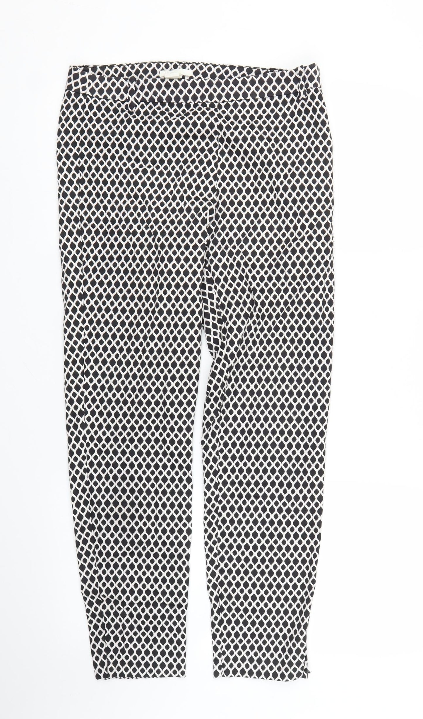 H&M Womens Black Argyle/Diamond  Pedal Pusher Trousers Size 8 L26 in