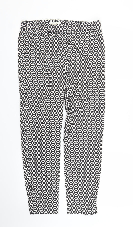 H&M Womens Black Argyle/Diamond  Pedal Pusher Trousers Size 8 L26 in