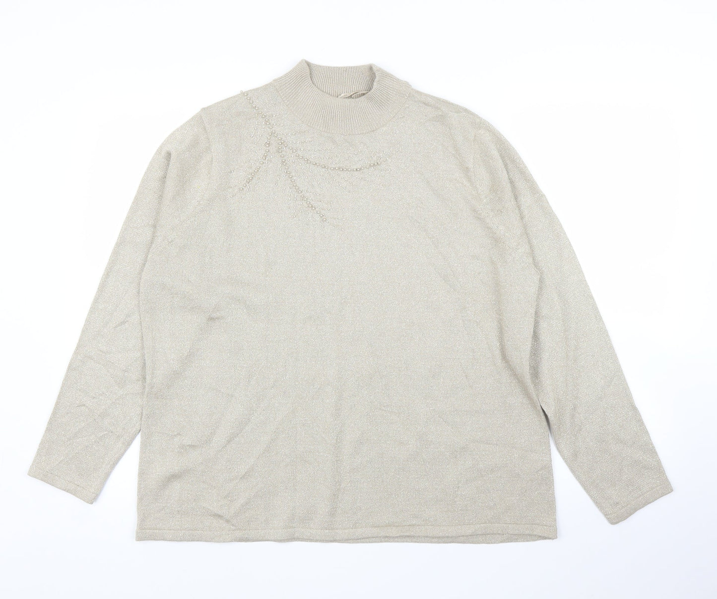BM Womens Gold   Pullover Jumper Size L  - Pearls