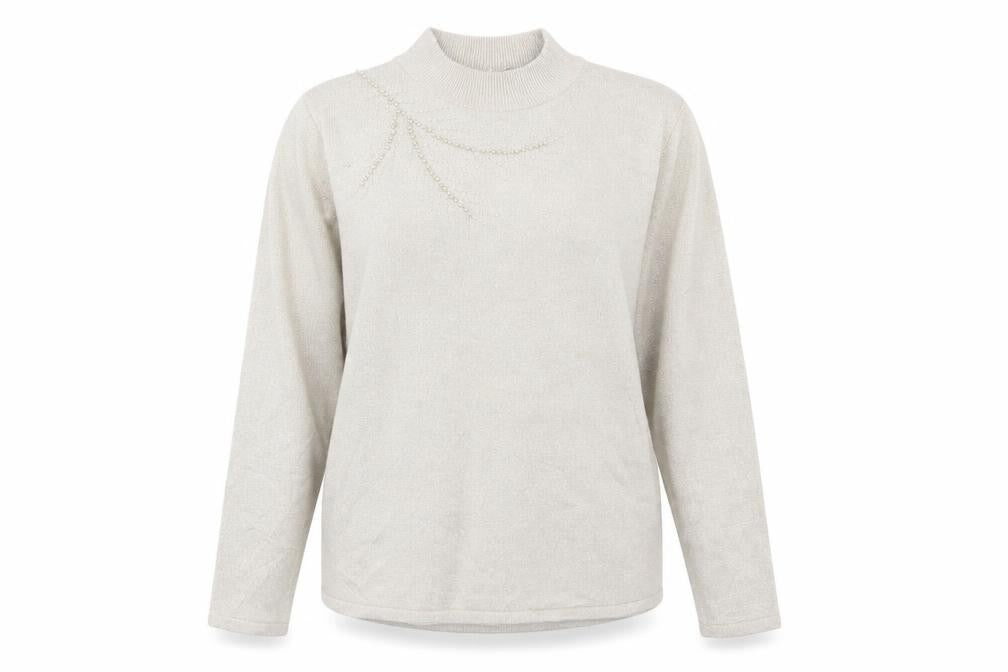 Bonmarché Womens Gold Pullover Jumper Size L - Pearls